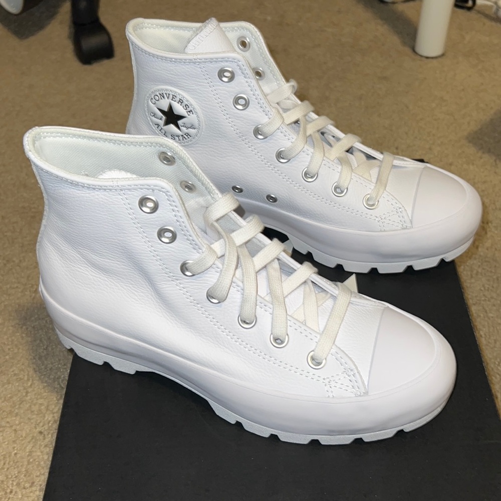 Lugged Converse Chuck Taylor white leather